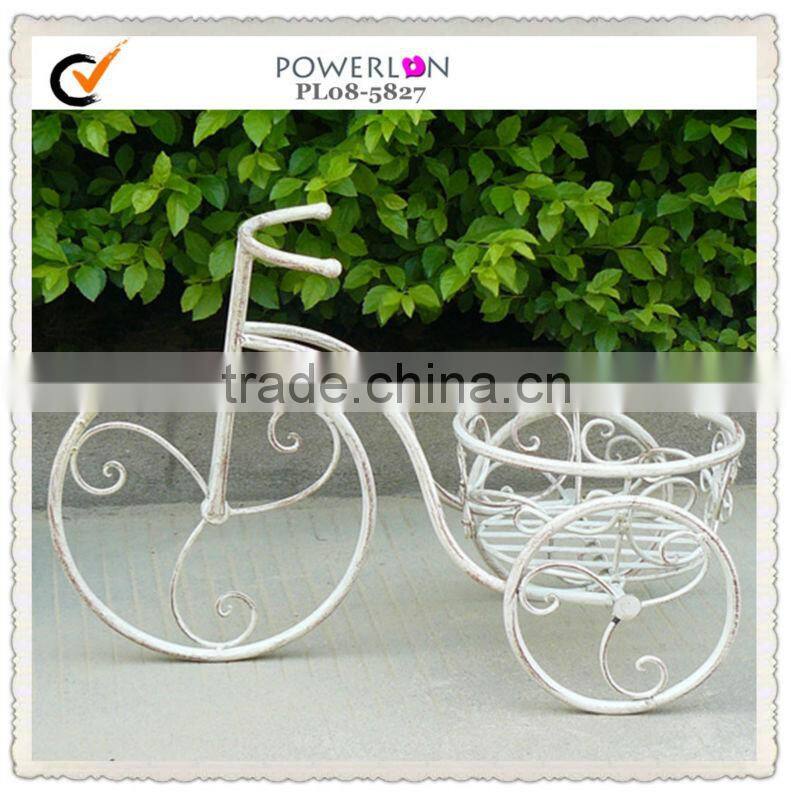 Powder coated shabby chic wrought iron bicycle flower pots