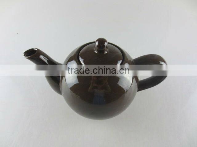 porcelain round teapot black-glazed