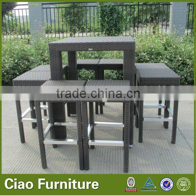 synthetic rattan bar table and chair for club