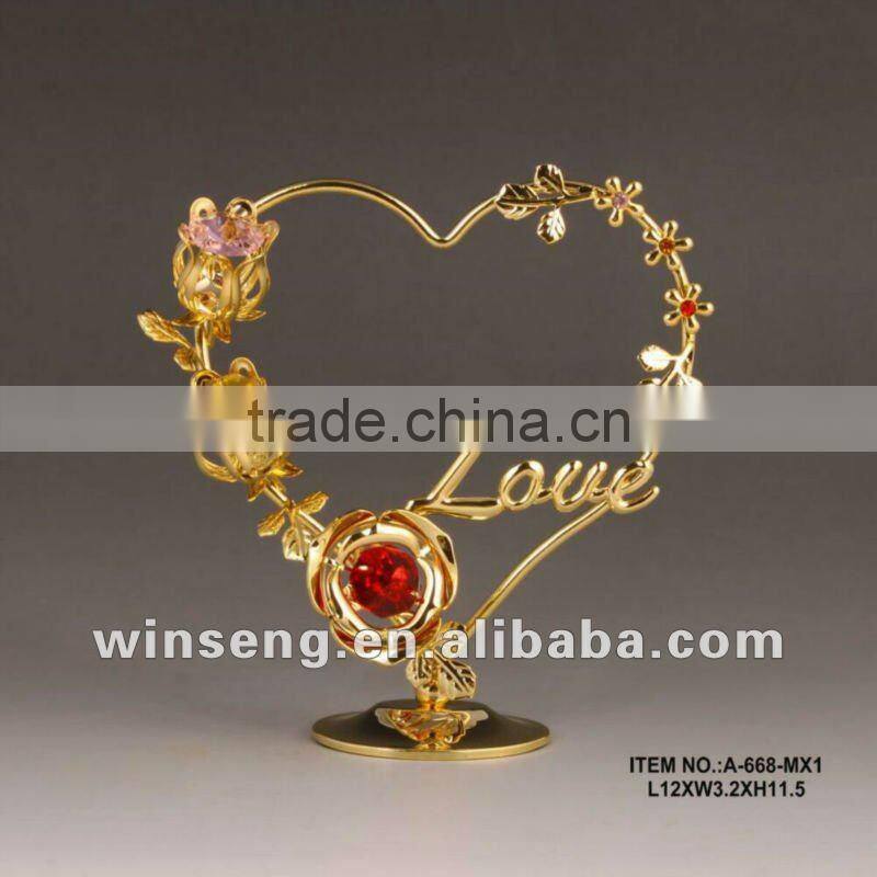 24K Gold Plated Love Heart with Flower for Gifts