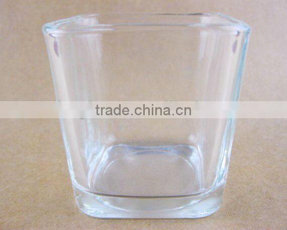 Candle holder, clear square glass candle holder