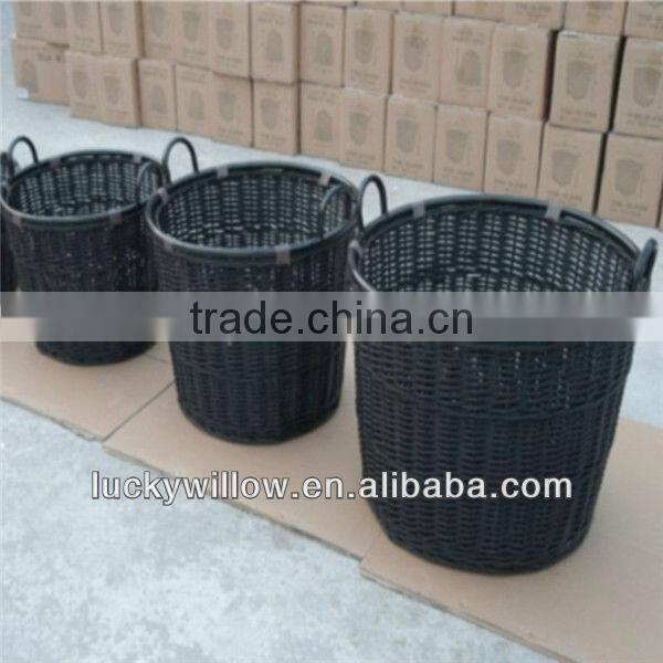 durable large wicker basket with metal handle