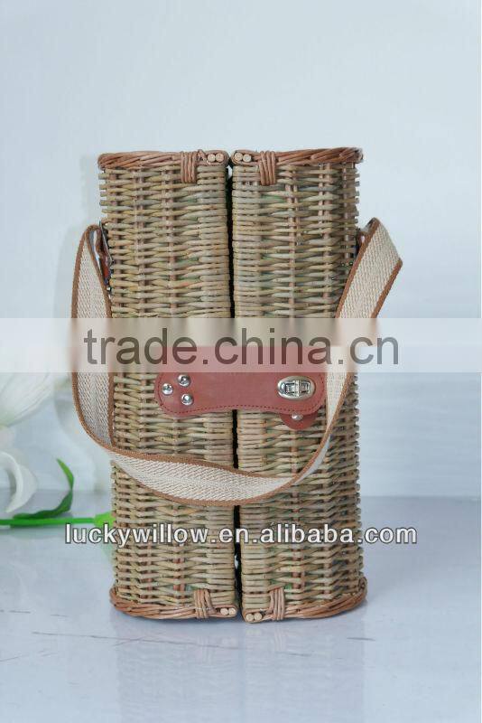 traditional FRENCH willow red wine packing basket with short leather (factory provide)