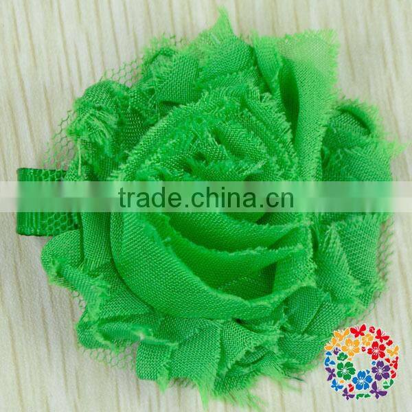 2015 Wholesale Beautiful Red Artificial Chiffon Fabric Flowers For Headbands Hair Accessories