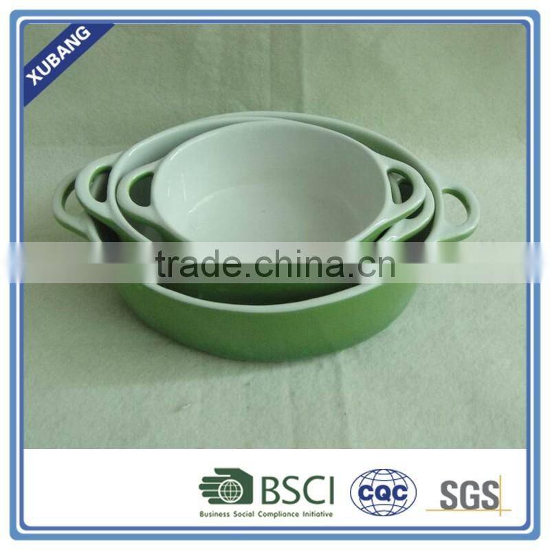 Set of 3 Oval Colorful Ceramic Bakeware Dishes