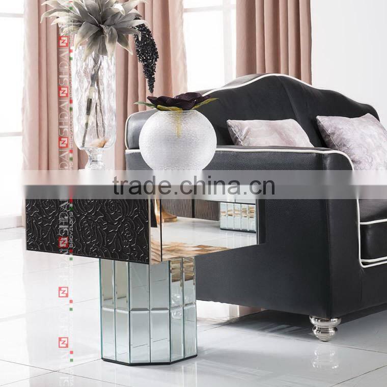 Modern Rose Carved Black Bed Frame With Glass B807