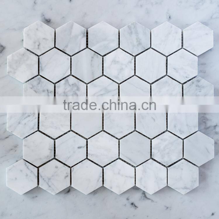 MM-CV261 Gold supplier customized flooring natural stone asian statuary hexagon marble mosaics tiles