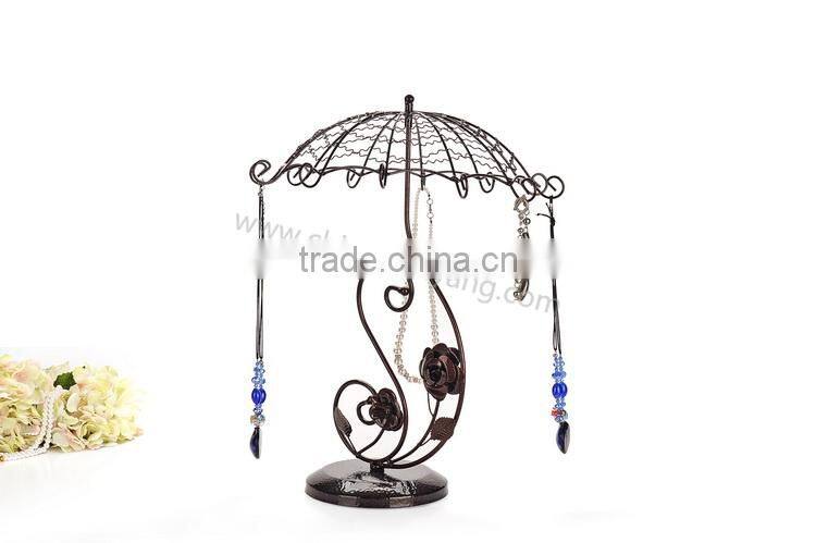 Flower umbrella shape metal jewelry display stand for earring