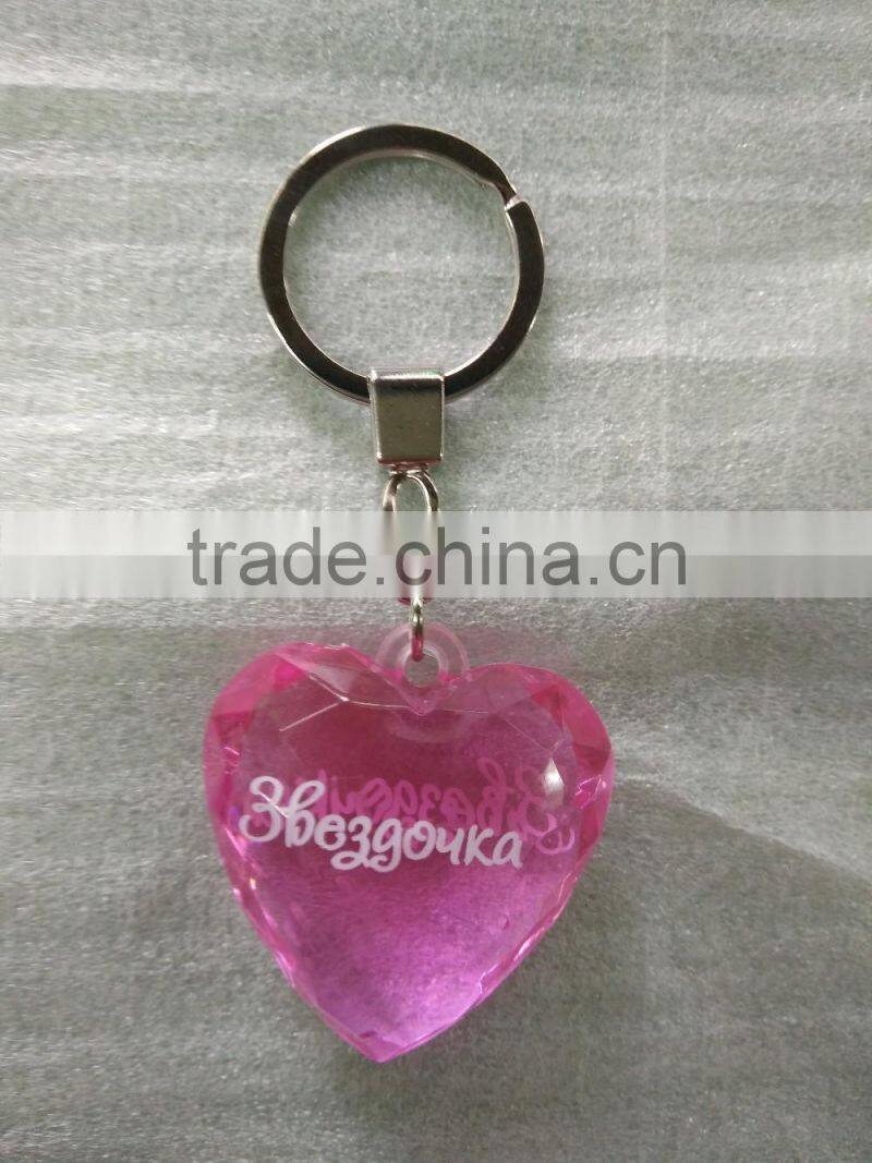 2017 New style acrylic hanging decoration heart shape diamond key ring