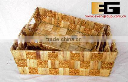 square natural water-hyacinth laundry hamper