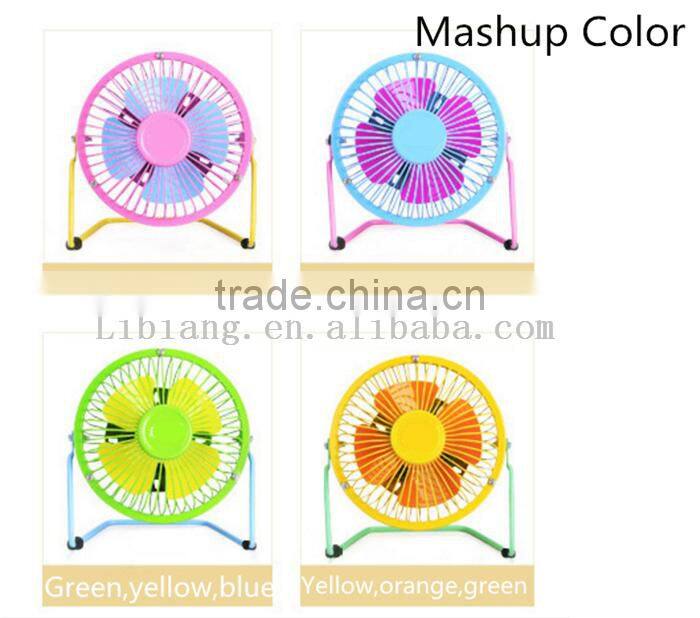 8 color 4" steel structure wtih rubber fan Portable USB Cooling Mini Fan or Air Conditioner Fan