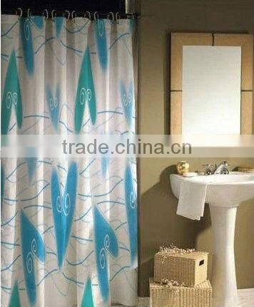 Print PEVA shower curtain and bath accessory