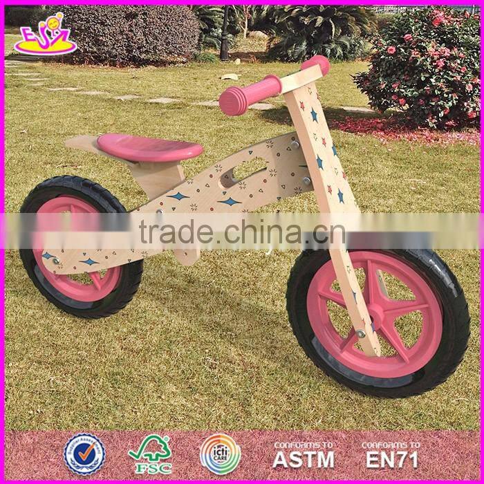 2017 Best design original work lovely wooden balance bicycles for kids W16C177