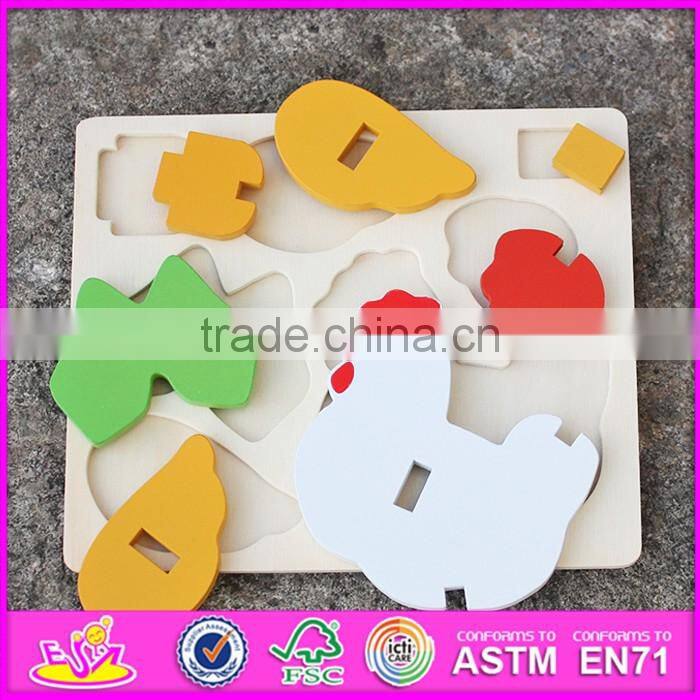 2017 New product funny 3d chicken children wooden puzzles of animals W14G044