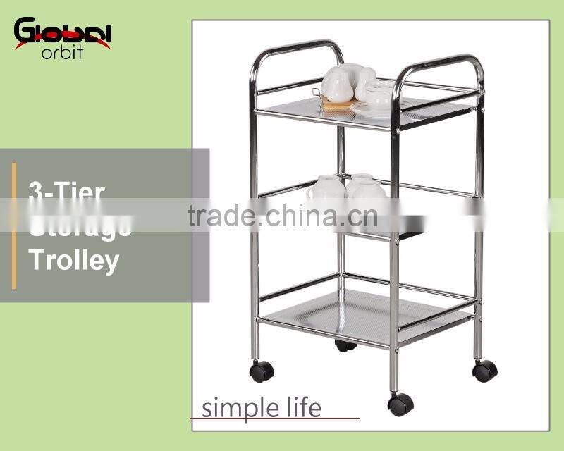 Rolling Kitchen Laundry Storage Warehouse Carts Bathroom Wire Basket Trolley