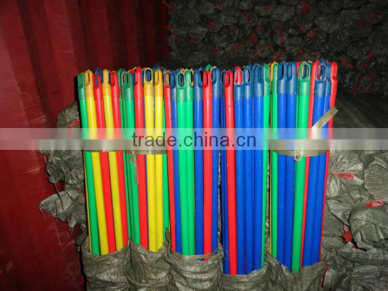 PVC Coated Wooden Cleaning Floor Mop Stick Handle with Various Caps
