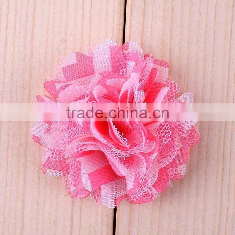 fabric and mesh flower clip for kids hair accessories