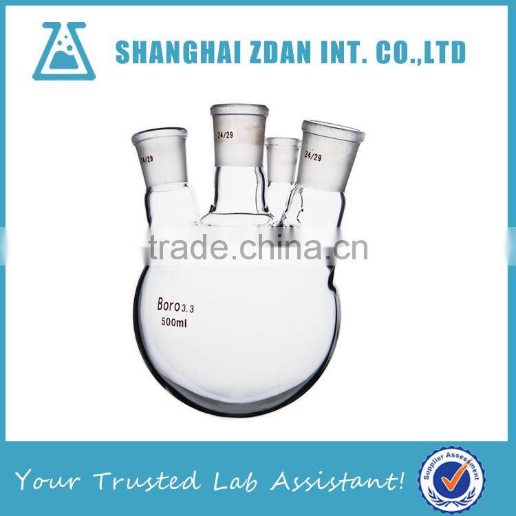 Borosilicate Glass Heavy Wall Four Necks Round Bottom Boiling Flask