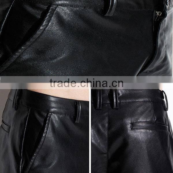 New design UK style metro sexual fashion straight mens leather shorts