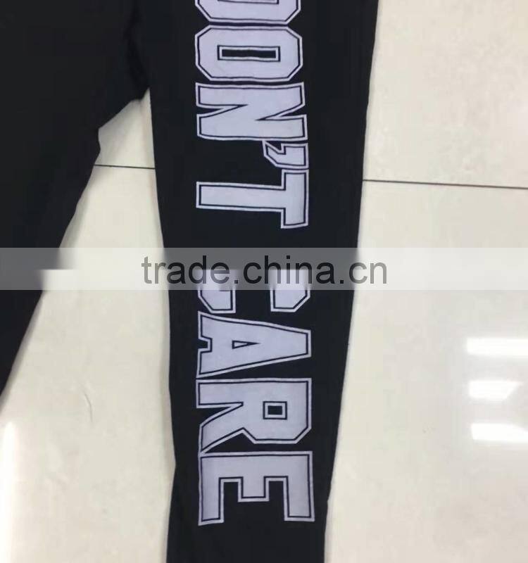 Women fashion print black slim fit sports trousers