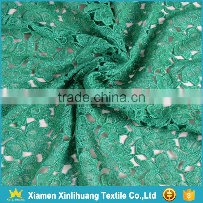 Best Selling Water Soluble 100 Polyester Emerald Green Lace Fabric for Dress