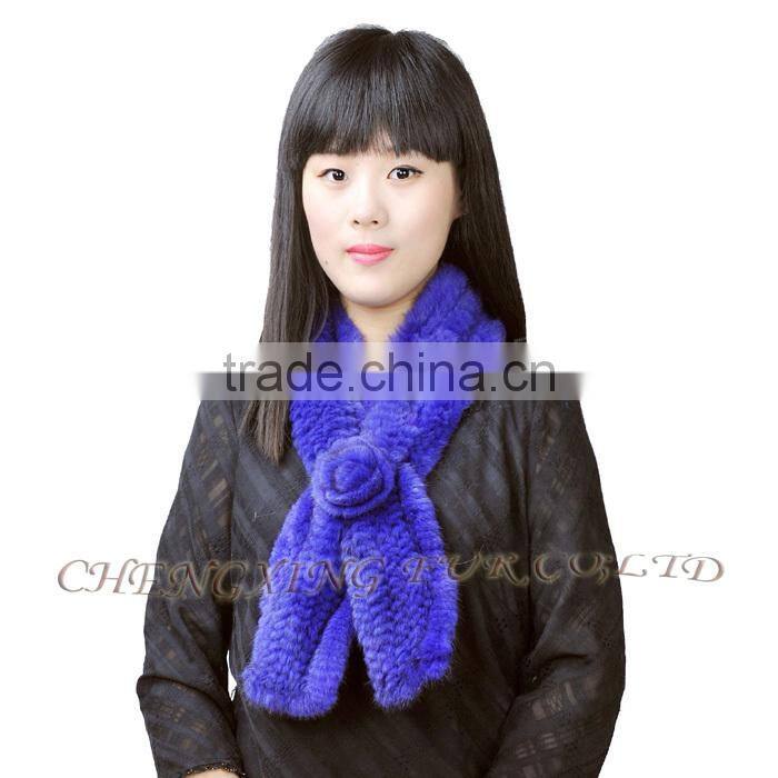 CX-S-82H Best Prices OEM Design Stock Fashion Knitted Mink Fur Ladies Scarf