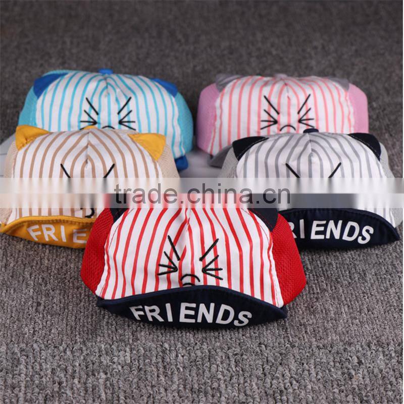 High quality Fashion funny Trendy So Far So Lucky Embroidery Striped Kids Baseball Hats