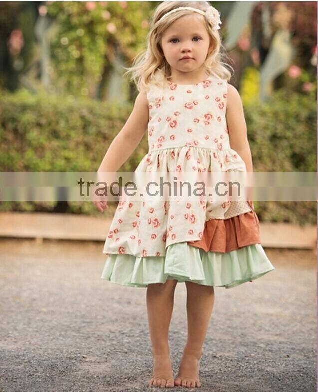 Hot Sale Baby Girls floral Dress Clothing children's cotton baby clothes infant baby girl dress girls' ruffle dress