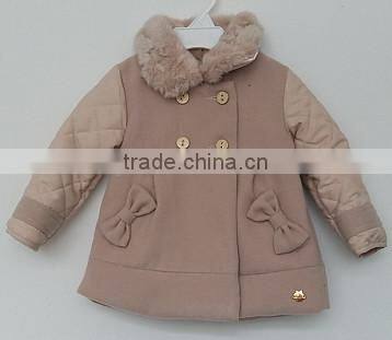 2016 girls shearling collar brown winter jackets
