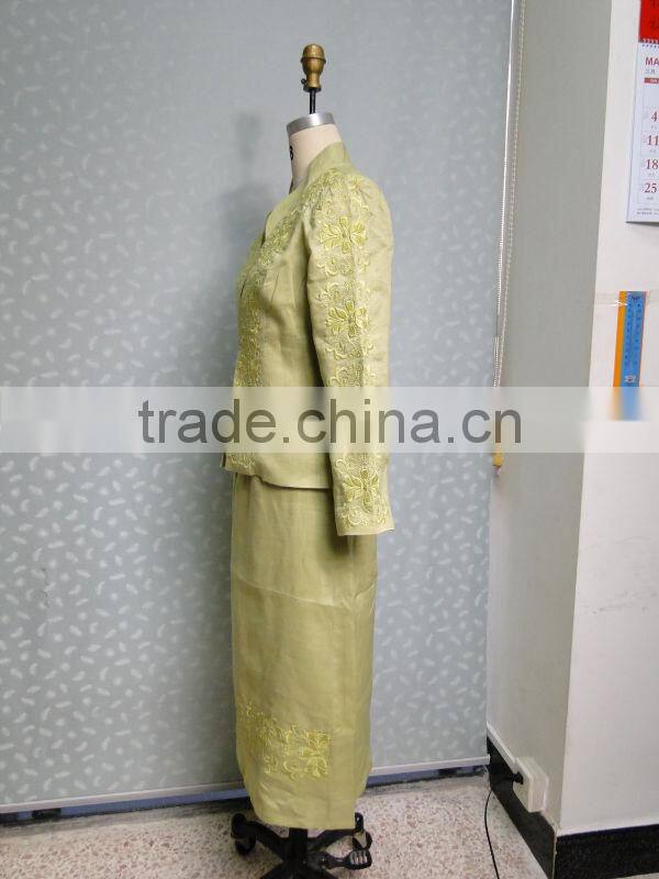 ladies office skirt suit with heavy embroidery 2015