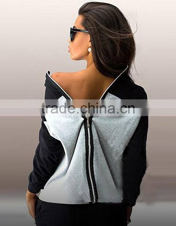 2016 New Ladies Clothing Sets Sweatshirt Hoodie Sport Long Sleeve Back Zipper Splicing Women Tracksuits Sport Suits 2PCS Set