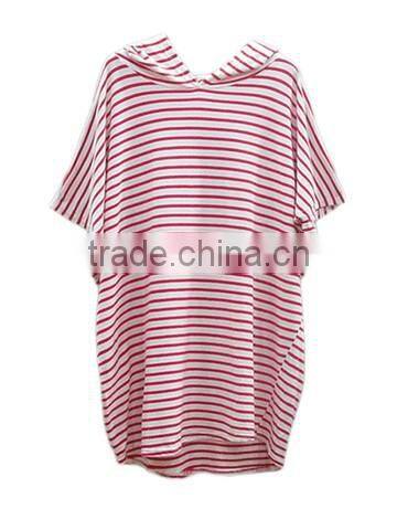 Oversize Hooded Striped T Shirt Wholesale Women OEM service