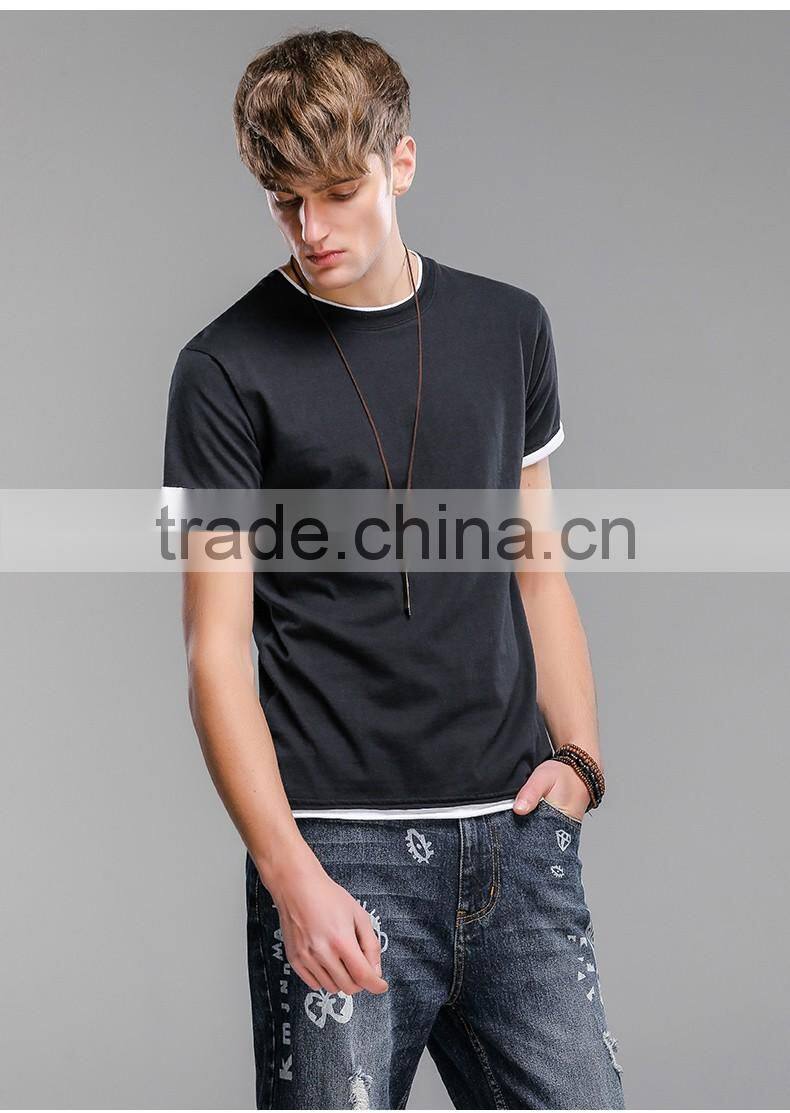 Customized your brand Design Blank Black Longline Hip Hop Tee Shirts