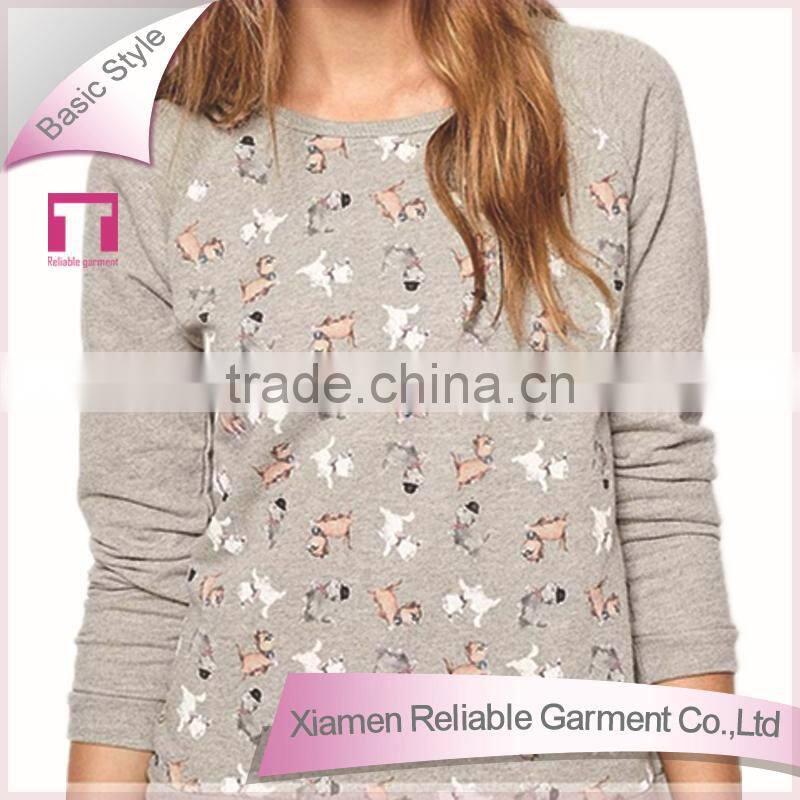 Gray long sleeve o neckline industrial printing machine hoodies