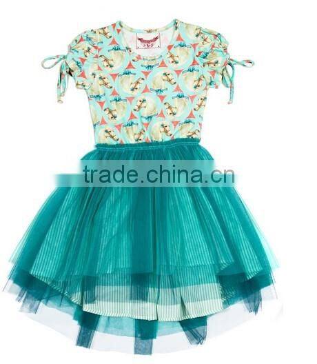 2017 Spring New Arrive Hose Sport Tulle Blue Dress 3D Printed Pretty Dress For Girls Easter Holiday Clothing