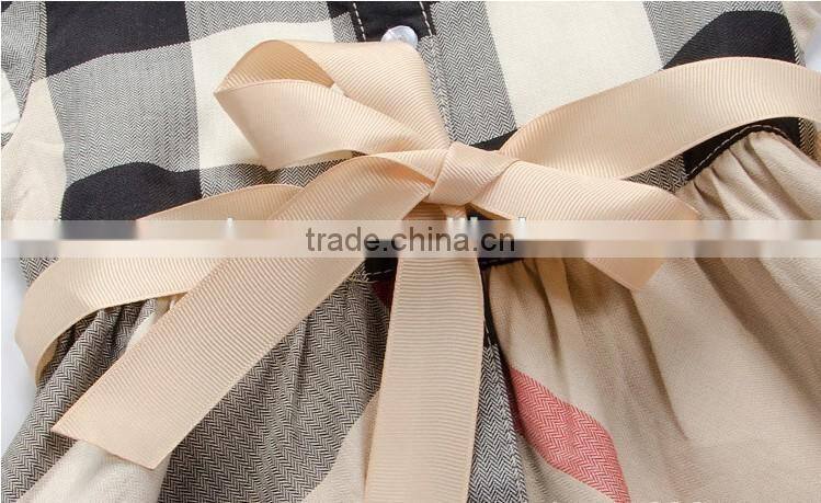 New Summer Brand Design Girls Dress Plaid 5 Colors Princess 2-6T Children Clothing England Style Baby Girl Clothes