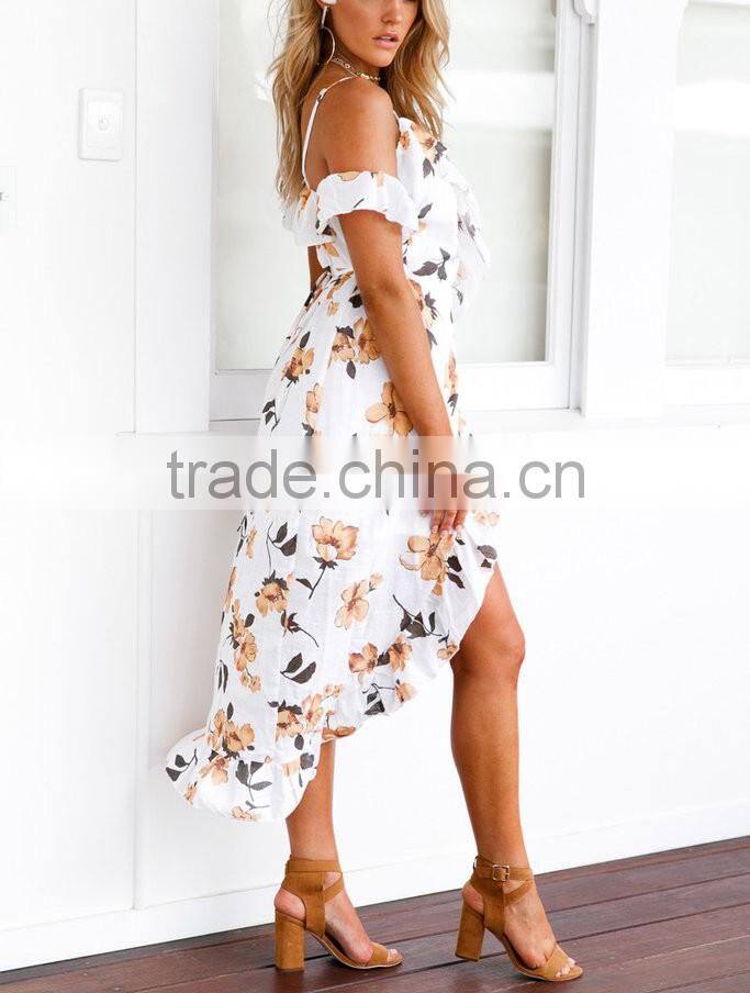 Sexy women summer orange dress floral print long casual maxi dresses