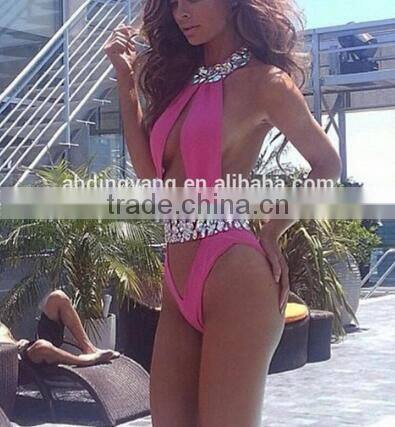 M860 Runwaylover2016 ladies sexy dazzling diamond bikini one piece swimwear