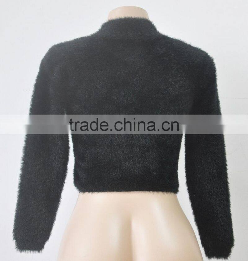 M1145 Runwaylover 2016 latest design fashion ladies fur turtleneck sweater tops