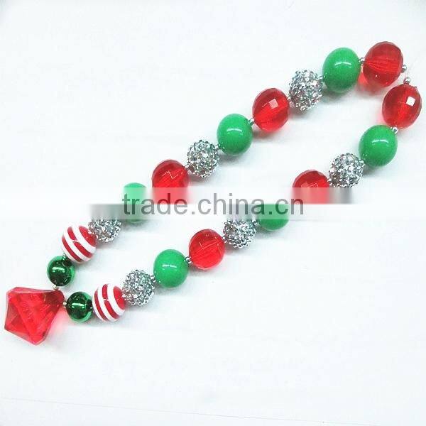 Christmas Baby Bubblegum Beaded Necklace