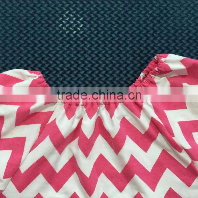 QL-355 short sleeve pink chevron cute baby dresses 2016