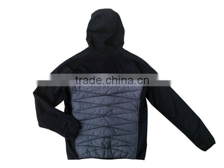 OEM latest design softshell stitching mens black padded jacket