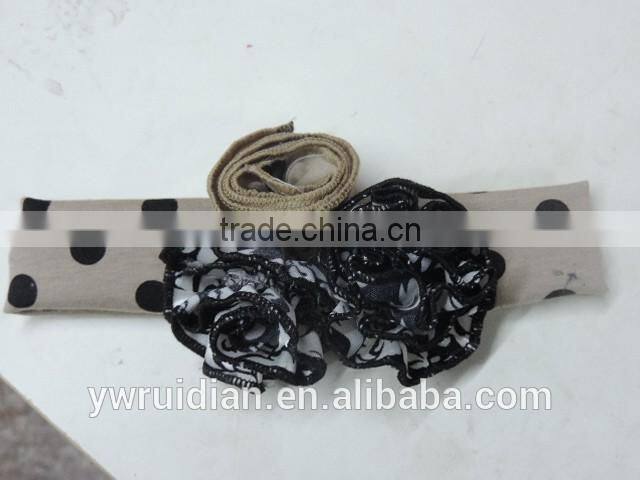 4th of July flower hairband polka dot boutique elastic headband baby girl cotton hairwear wholesale