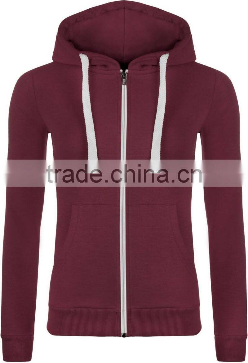 Women's Hoodies Pocket Zip-up Pure Color Blouse