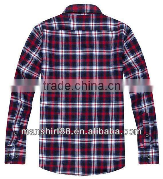 2016 Elegant fancy style 100%Cotton Single velvet Checked thickening Shirt for men