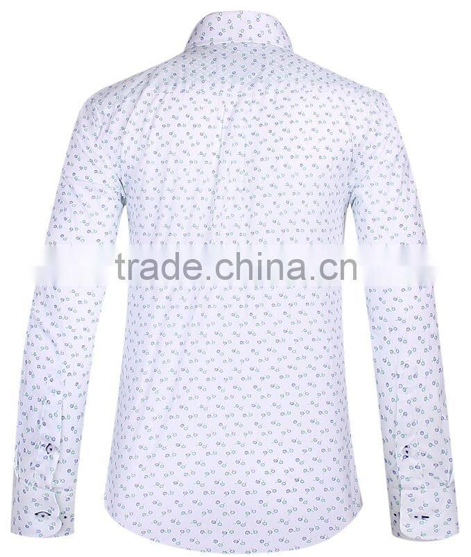new design men's long sleeve slim fit shirt with contrast collar and cuff