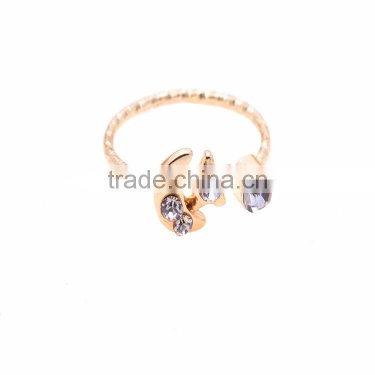 Gold-plated Rhinestone Moon and star Finger Ring