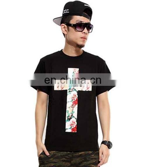 men's pure color side zipper long stitching T-shirt T-shirt