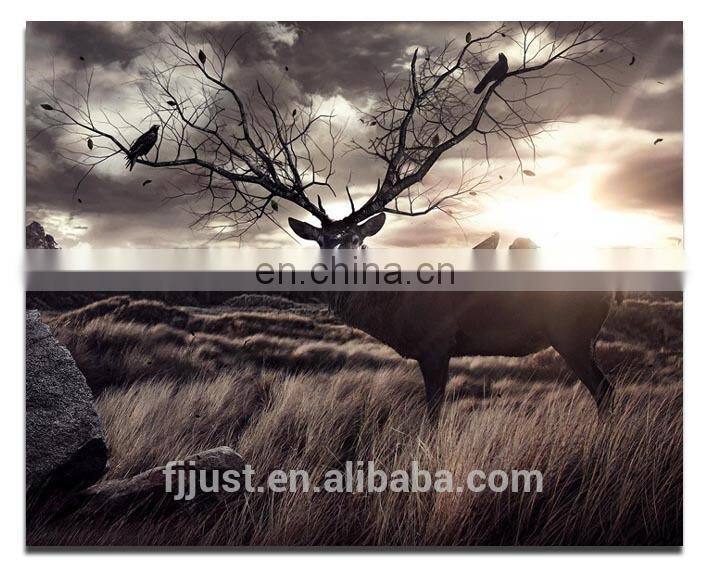 Impressive Design Deer Canvas Painting Abstract Decorative