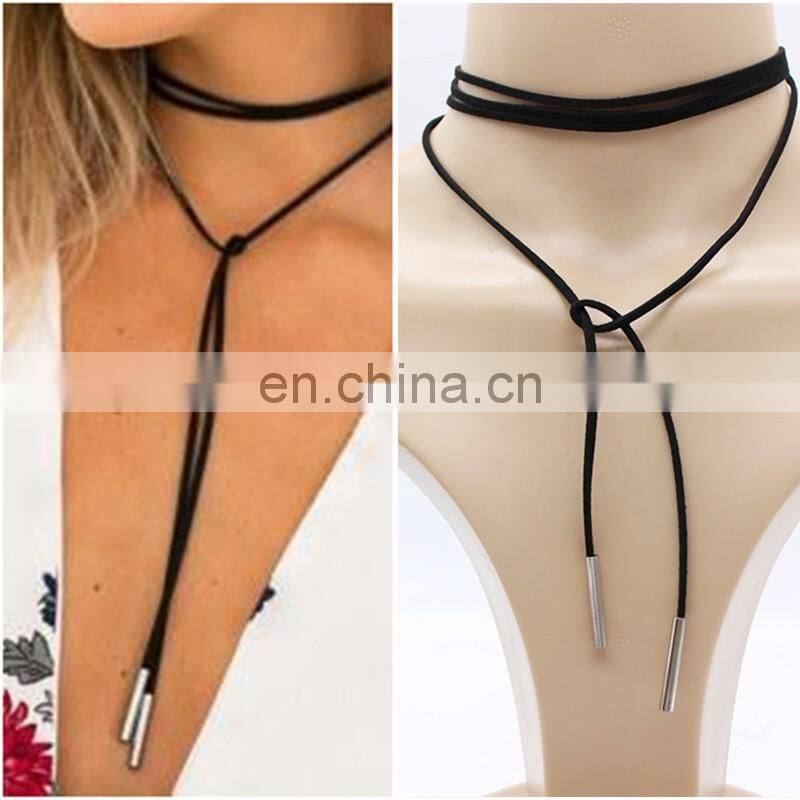 New fashion jewelry black leather bow choker DIY necklace gift for women girl